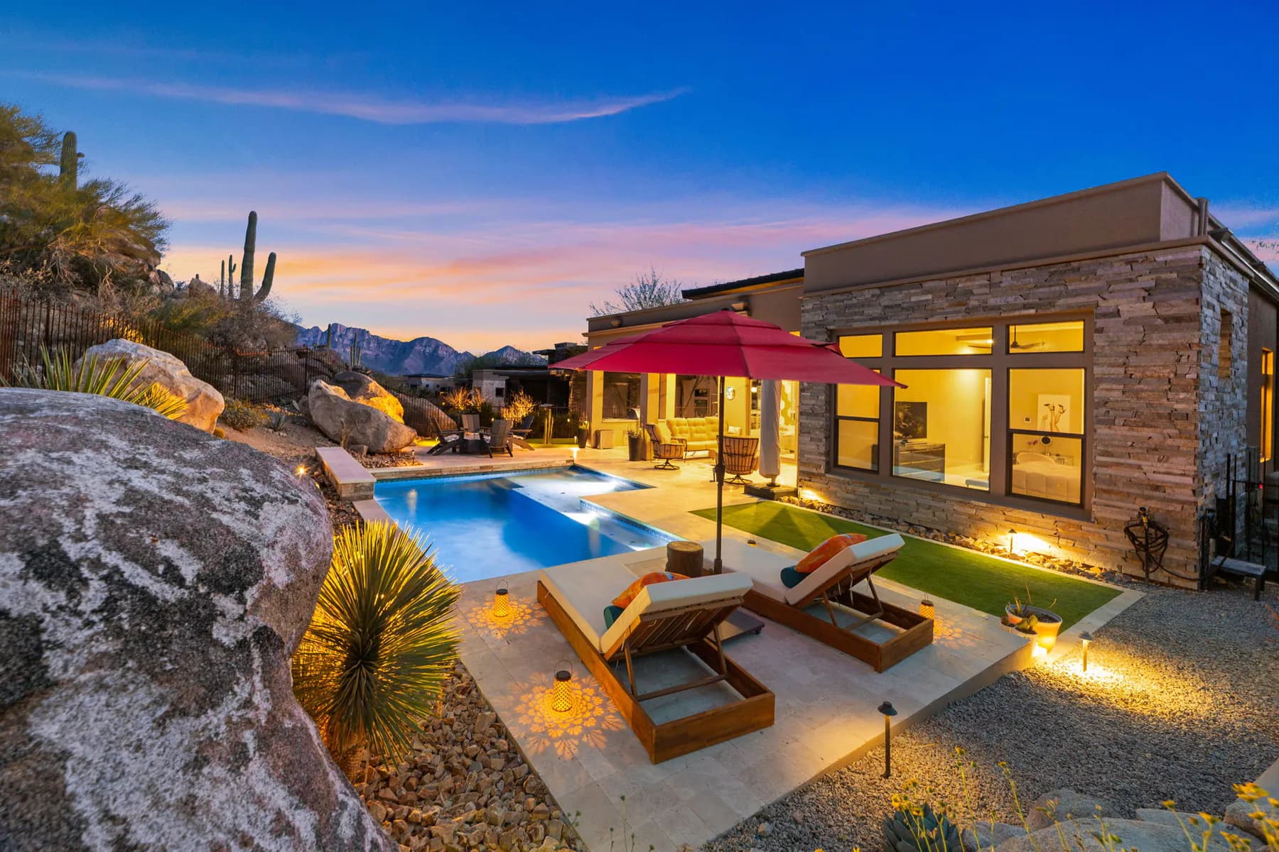 Desert pool retreat photographed by Luxe Realty Photography